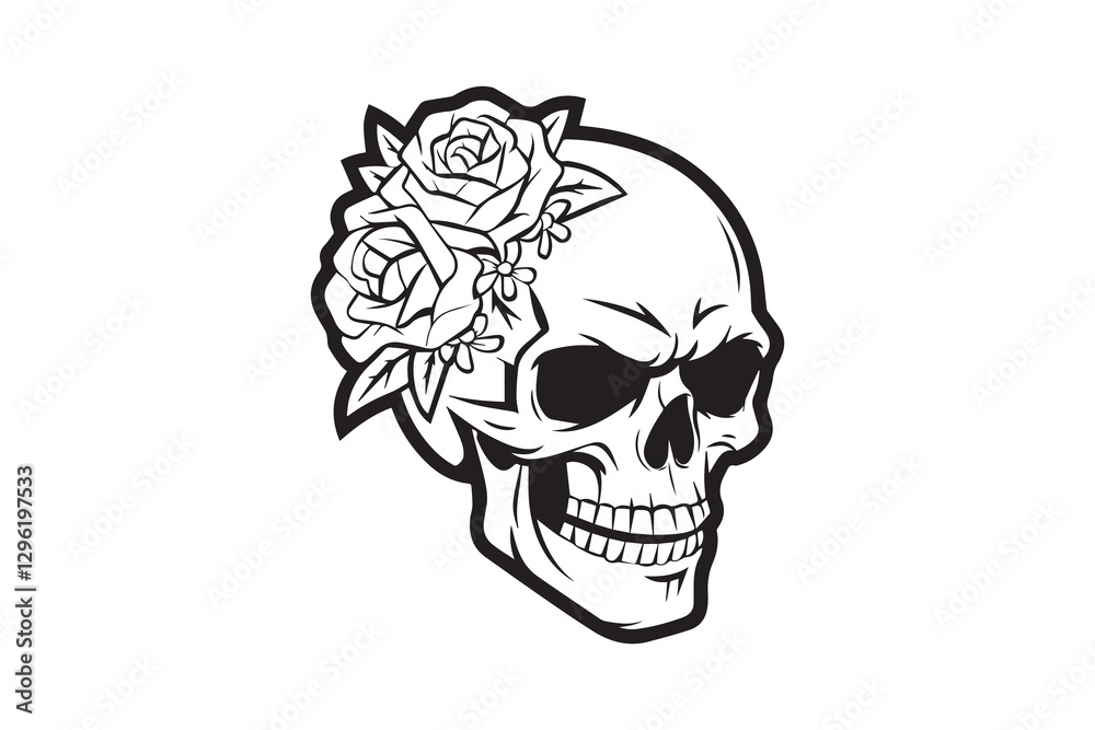 Fototapeta premium Floral Skull with Roses vector