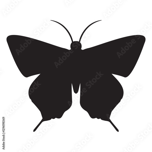 Butterfly Silhouette in Black and White, Minimalist Design