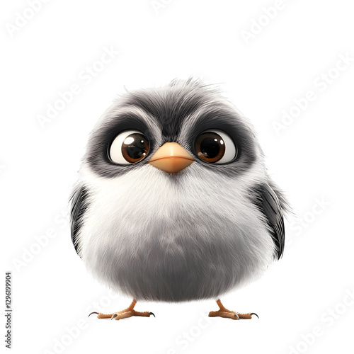 Fluffy cartoon sparrow