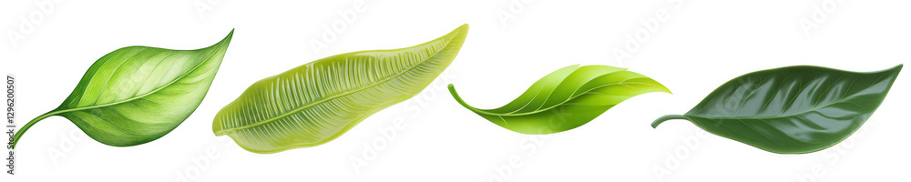 Obraz premium A Beautiful Collection of Various Green Leaves Isolated on a white background