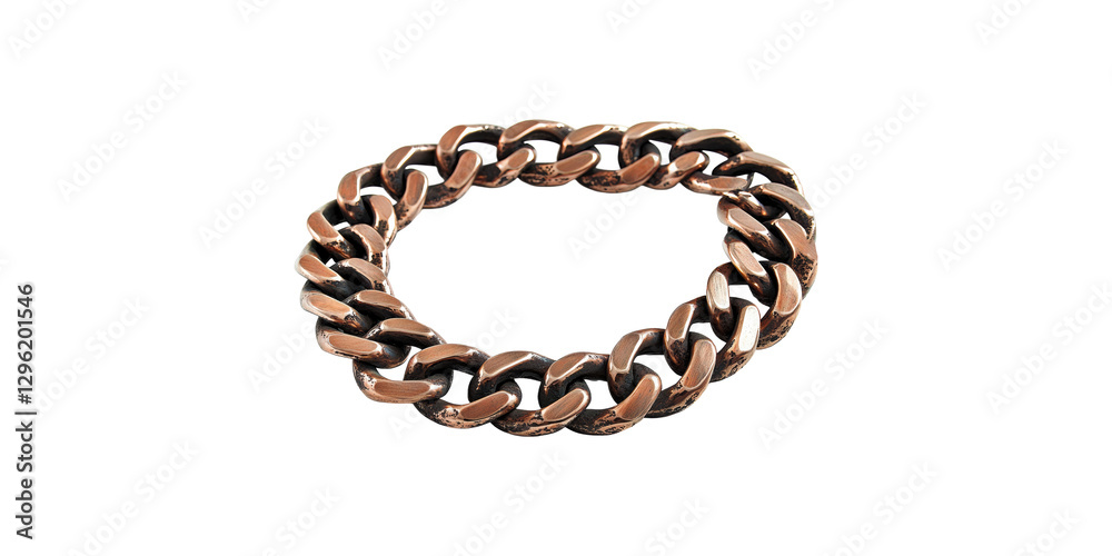 Copper chain bracelet with antique finish isolated on transparent background Copper chain bracelet with antique finish isolated on transparent background