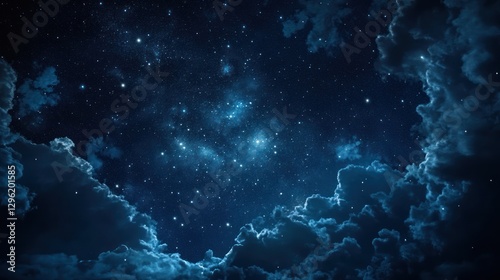 Starry night sky through clouds.  Perfect for wallpaper or background use. photo