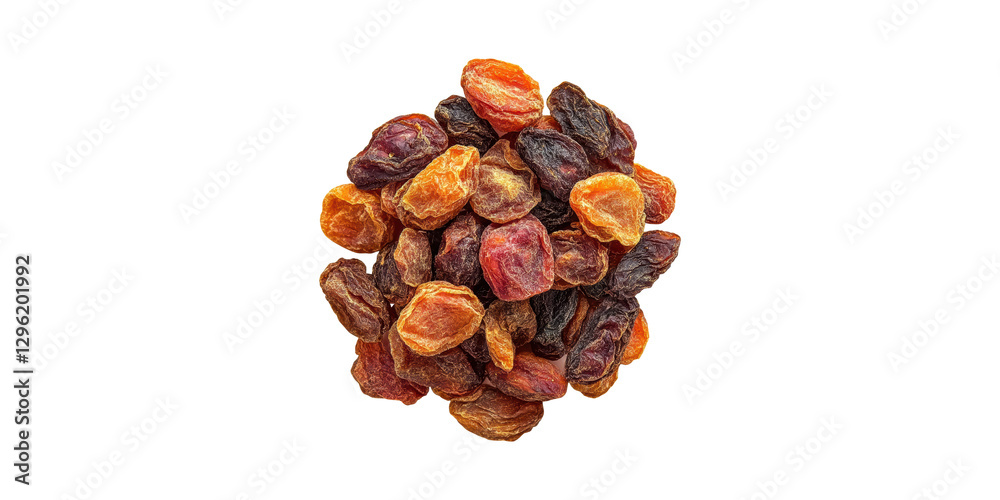 Obraz premium Dried raisins cluster in various shades isolated on transparent background