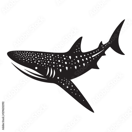 Slow-moving Whale Shark silhouette, a peaceful nomad of the ocean - Whale Shark illustration - Minimalist Whale Shark vector - Fish silhouette
