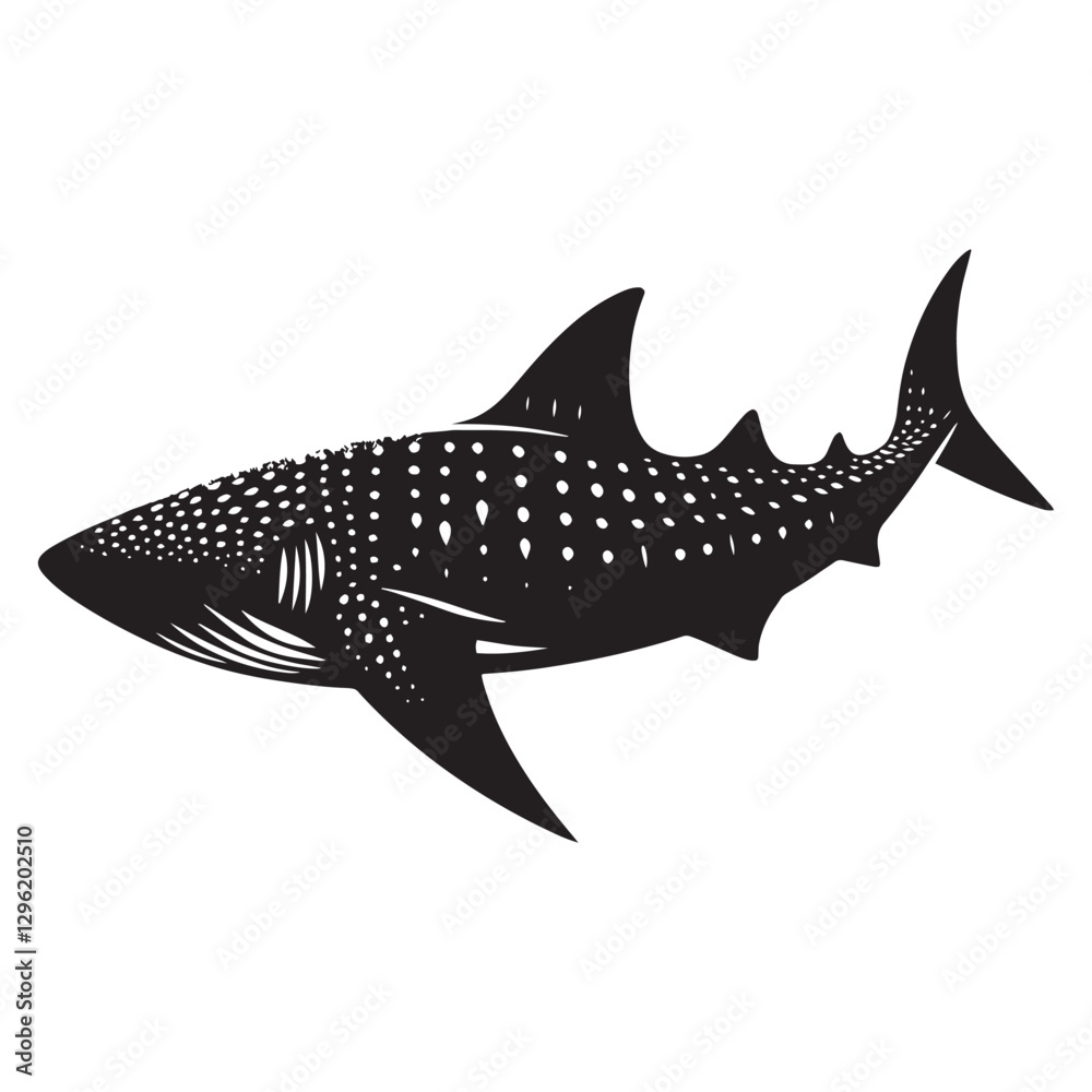 Fototapeta premium Monumental Whale Shark silhouette, an awe-inspiring marine icon - Whale Shark illustration - Minimalist Whale Shark vector - Fish silhouette 