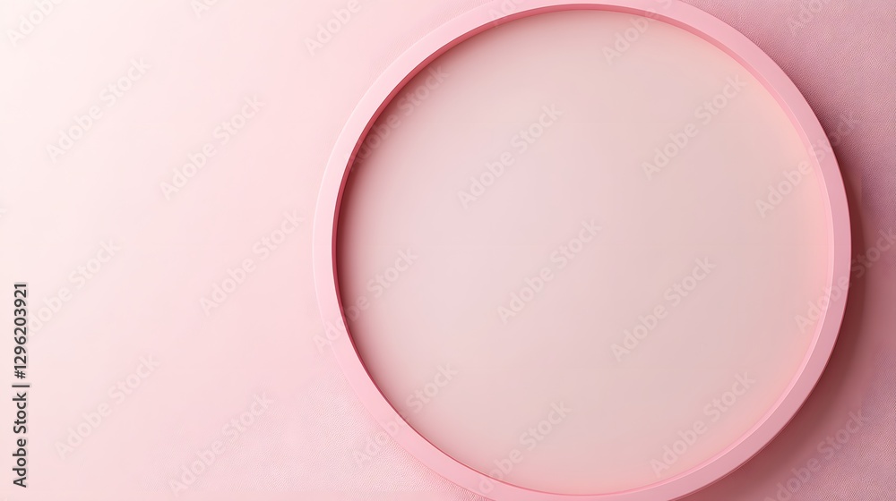 A pale pink round frame sits on a matching colored backdrop A pale pink round frame sits on a matching colored backdrop