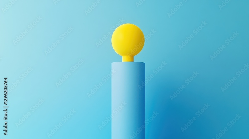 A vibrant yellow light bulb, a beacon of innovation, ascends a striking blue column, its brilliance casting a radiant glow on a pristine blue background in a minimalist style. A vibrant yellow light bulb, a beacon of innovation, ascends a striking blue column, its brilliance casting a radiant glow on a pristine blue background in a minimalist style.