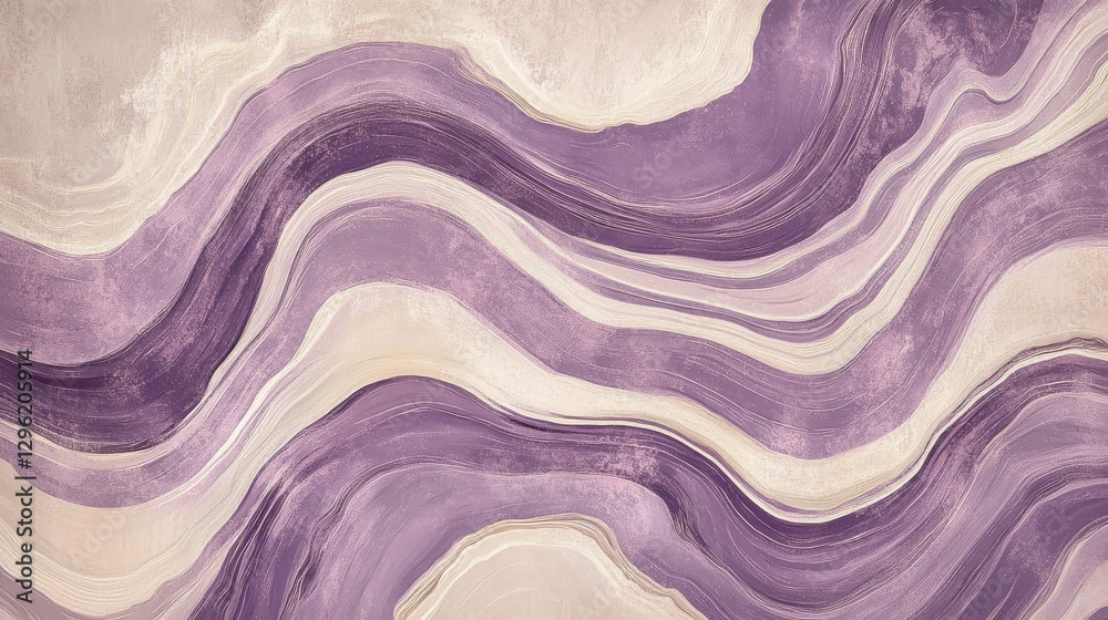 Obraz premium Abstract artwork featuring layered shades of purple and cream