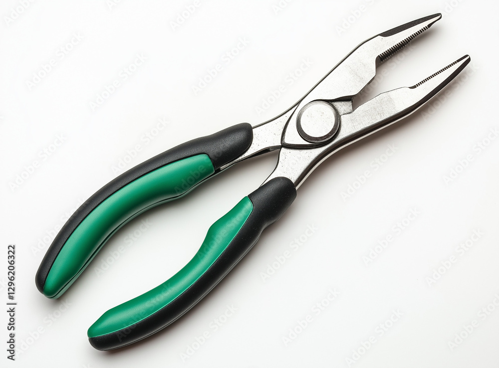 Conventional pliers, green and black in color on a white background Conventional pliers, green and black in color on a white background