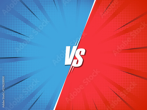 Cartoon comic background fight versus competition poster with halftone effect retro pop art style vector illustration