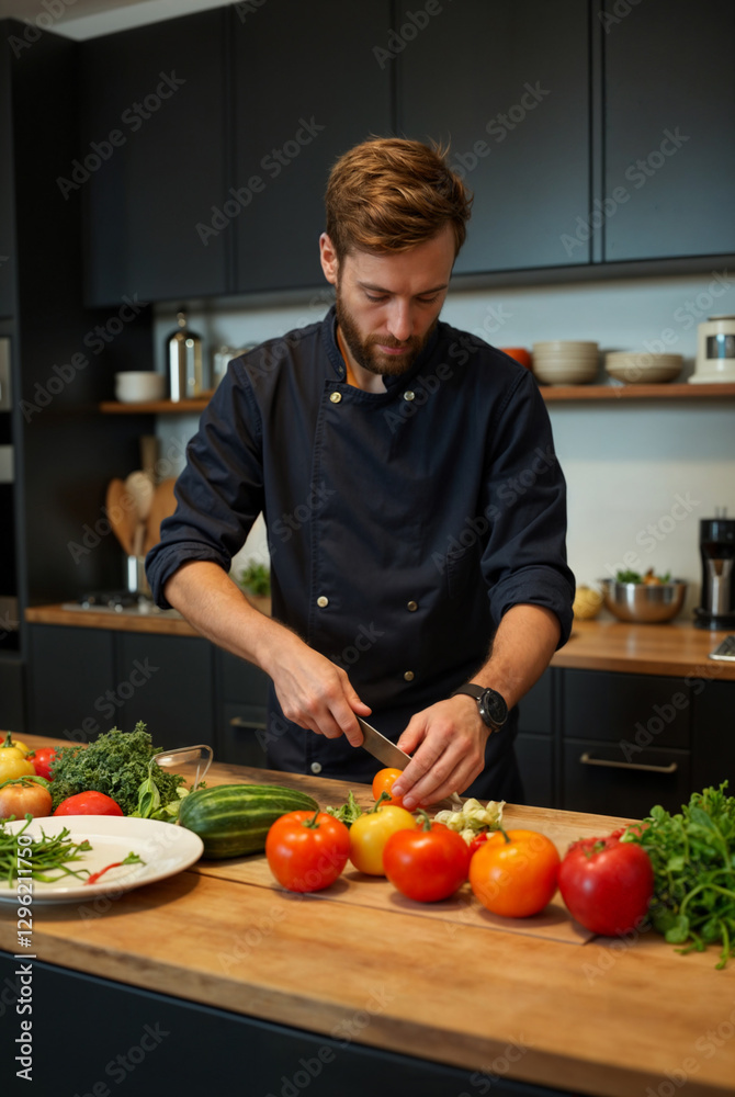 Professional chef preparing ingredients. Professional chef preparing ingredients.
