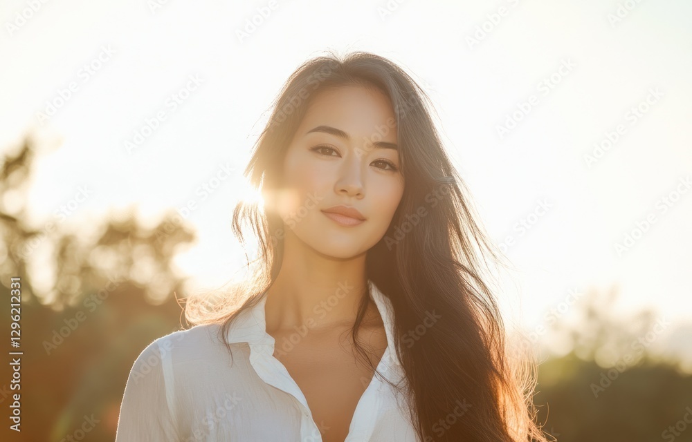 髪をなびかせる女性 髪をなびかせる女性