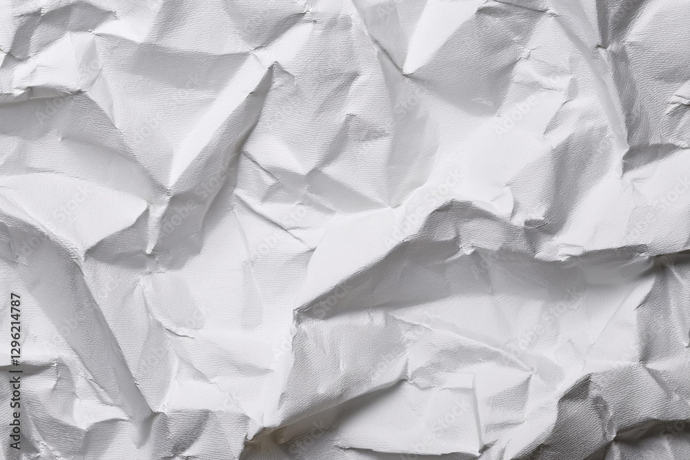 Obraz premium Crumpled paper texture background. Royalty high-quality free best stock of White wrinkly backdrop paper backgrounds, white fabric crushed textured crumpled, wrinkled sheet, copy space for text design