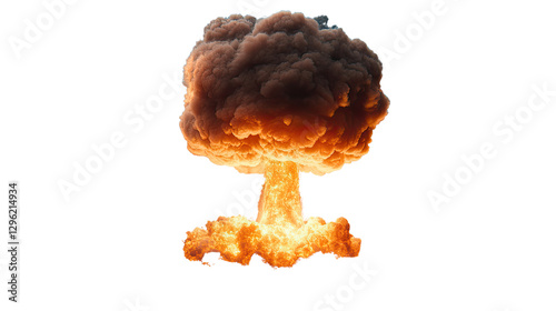 Nuclear Explosion: A dramatic mushroom cloud of fire and smoke billows into the air, a powerful symbol of destruction and devastation.
