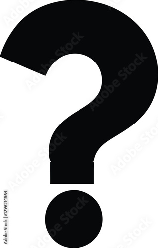Large Black Question Mark on White Background - Universally Recognized Symbol of Uncertainty and Inquiry - Ideal for Educational Content, Information-Seeking Illustrations, and Ambiguity Contexts