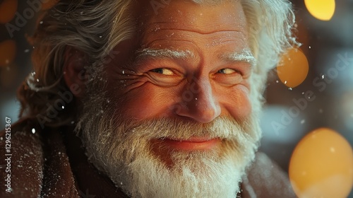A businessman, with his hair streaked with silver and a beard as white as the snow, radiated warmth and wisdom as he chuckled, his eyes twinkling with mirth.
