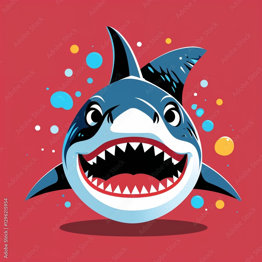 shark head on plain red background childish style illustration shark head on plain red background childish style illustration