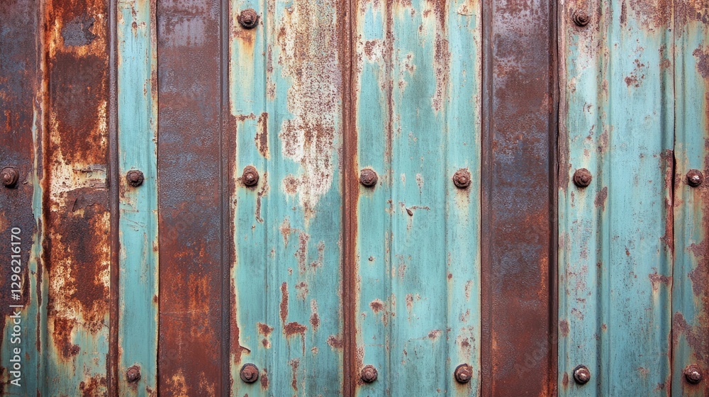 A weathered, industrial sheet metal panel with significant rust marks, perfect for a grunge texture. A weathered, industrial sheet metal panel with significant rust marks, perfect for a grunge texture.