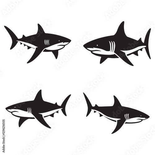 Ghostly Tiger Shark silhouette, an enigmatic presence below - Tiger Shark illustration - Minimalist Tiger Shark vector - Fish silhouette
