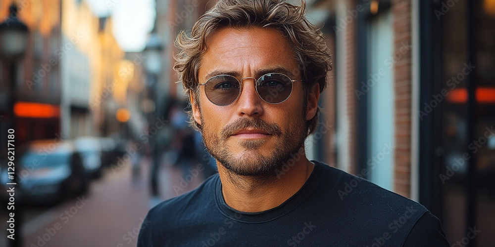 Portrait of an attractive men wearing glasses