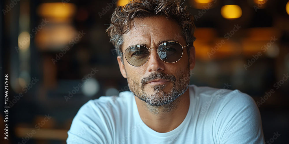 Portrait of an attractive men wearing glasses