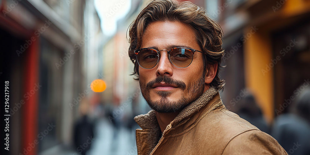 Portrait of an attractive men wearing glasses