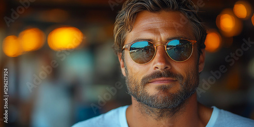 Obraz na płótnie Portrait of an attractive men wearing glasses w salonie
