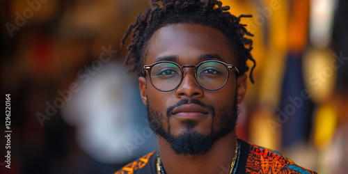 Obraz na płótnie Portrait of an attractive dark-skinned man wearing glasses w salonie