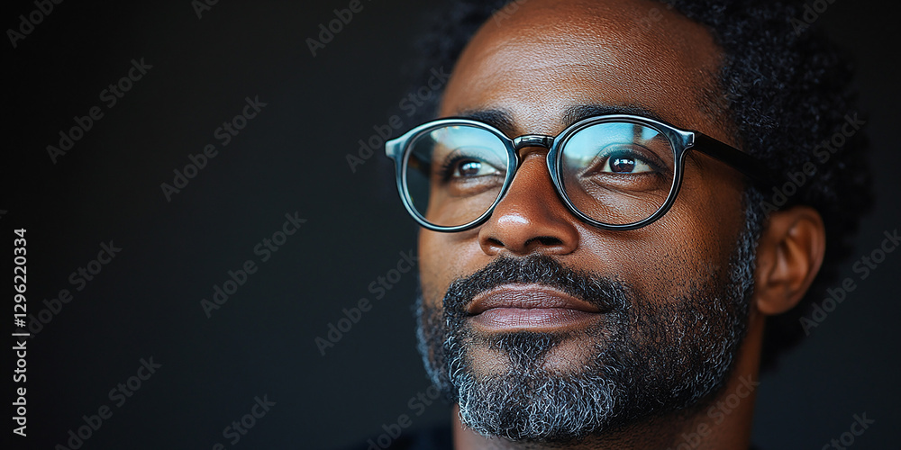 Portrait of an attractive dark-skinned man wearing glasses