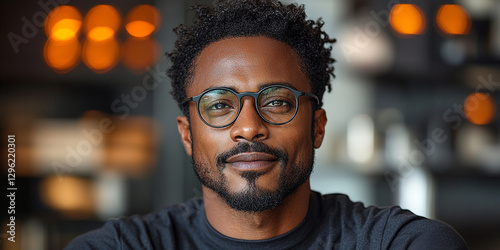 Portrait of an attractive dark-skinned man wearing glasses