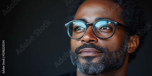 Portrait of an attractive dark-skinned man wearing glasses