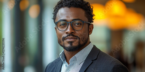 Obraz na płótnie Portrait of an attractive dark-skinned man wearing glasses w salonie