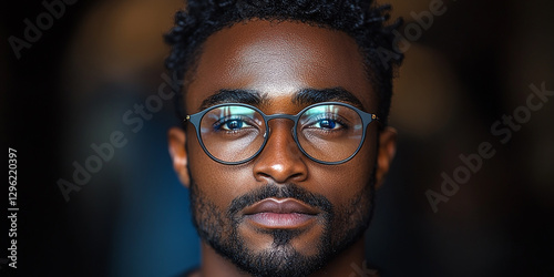 Obraz na płótnie Portrait of an attractive dark-skinned man wearing glasses w salonie