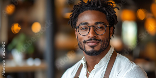 Obraz na płótnie Portrait of an attractive dark-skinned man wearing glasses w salonie