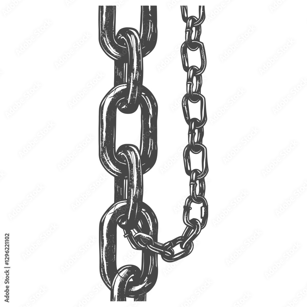 Two Metal Chains Intertwined In A Detailed Hand Drawn Illustration Two Metal Chains Intertwined In A Detailed Hand Drawn Illustration