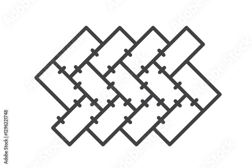 Tile wall line icon isolated on white background. Decorative laying tiles to bathroom, kitchen and others. Vector illustration