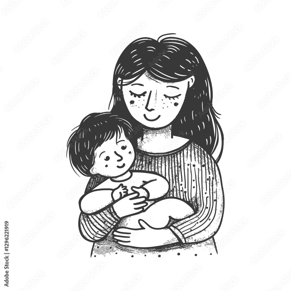 A Mother With Freckles Lovingly Holding Her Baby A Mother With Freckles Lovingly Holding Her Baby