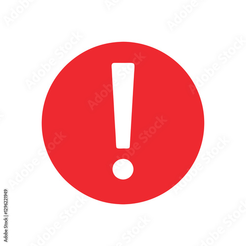 Red Warning Icon with White Exclamation Mark in Circular Shape