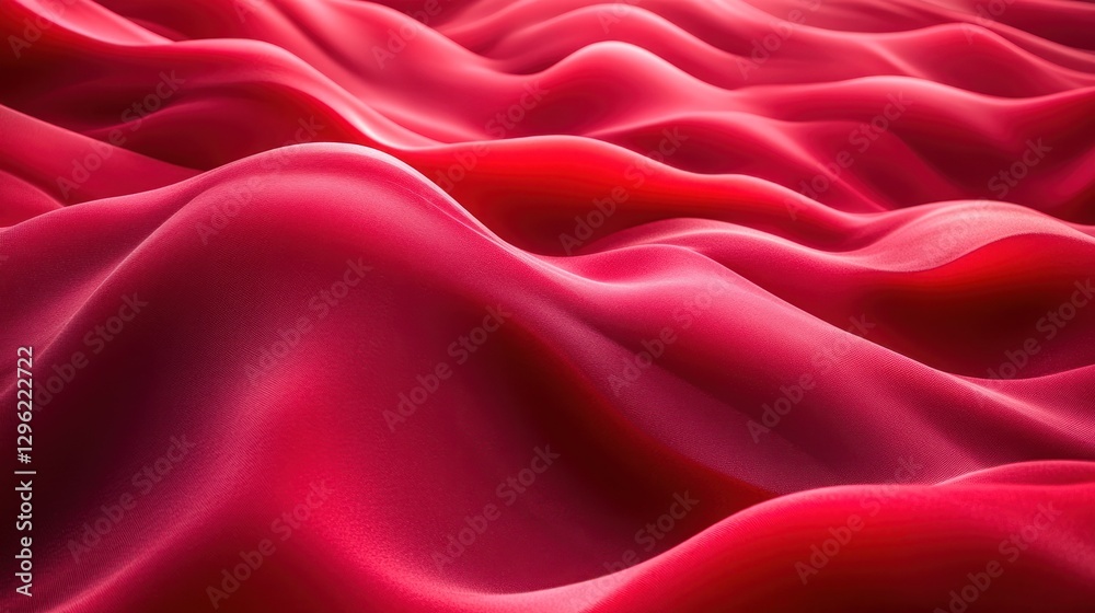 Fototapeta premium Red fabric waves, light background, texture, design