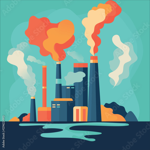 Urban Landscape with Industrial Pollution: Impact on Nature and Environment