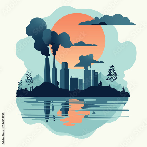 Industrial Pollution and Reflection in Water: An Environmental Issue