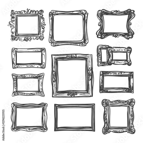 Hand Drawn Collection Of Various Ornate Picture Frames