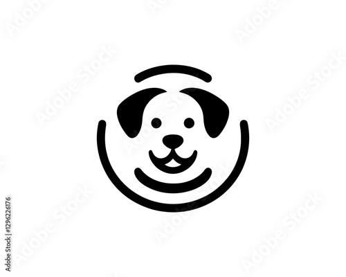 Abstract Dog Logo design template. Dog head icon. Vector illustration. Simple silhouette. Flat style. Cartoon dog face logo. Animal logotype concept.