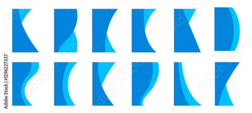 Set of left side border, divider, separator shapes of page for website, card, banner, brochure
