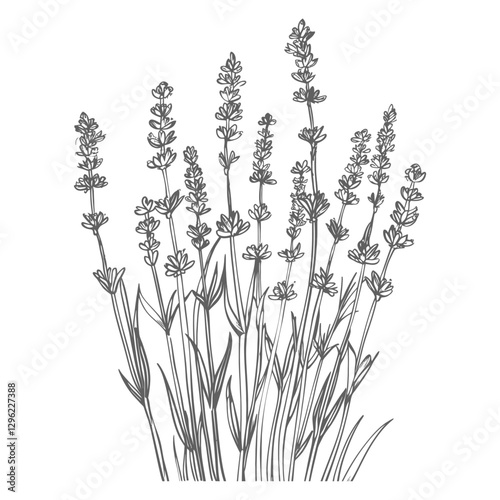 Hand Drawn Illustration Of A Bouquet Of Lavender Flowers