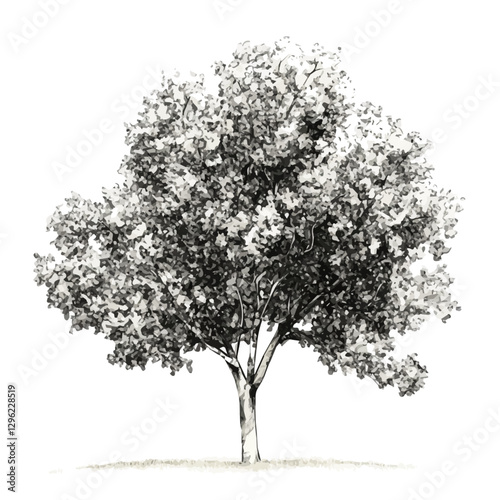 Plane tree minimalist 2D vector graphic illustration sketch on a white background.

