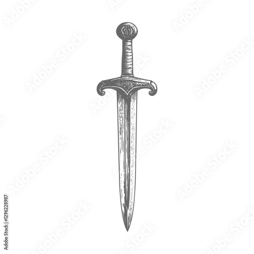 Hand Drawn Illustration Of An Ornate Sword
