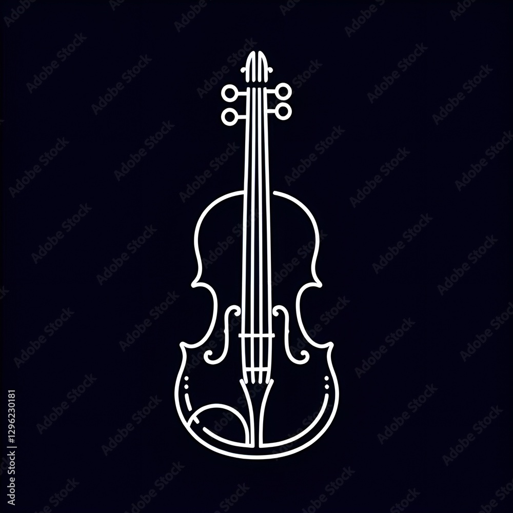 Naklejka premium Violin illustration on black background for T-shirt design 