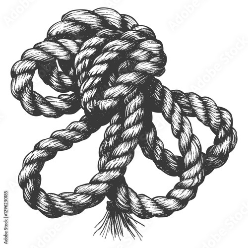 Hand Drawn Illustration Of A Thick Rope Knot