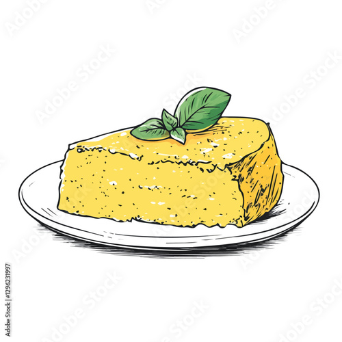 Polenta minimalist 2D vector graphic illustration sketch on a white background.

